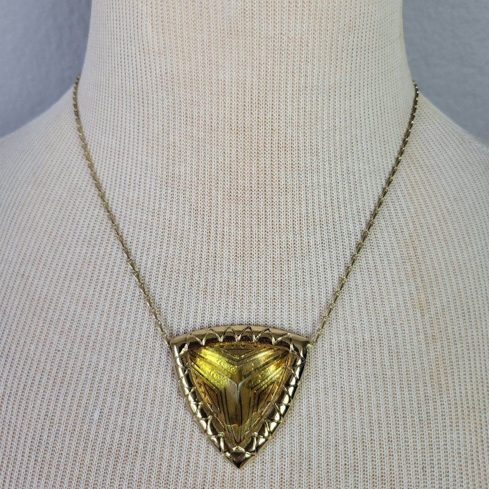 H&M // gold pyramid pendant statement necklace